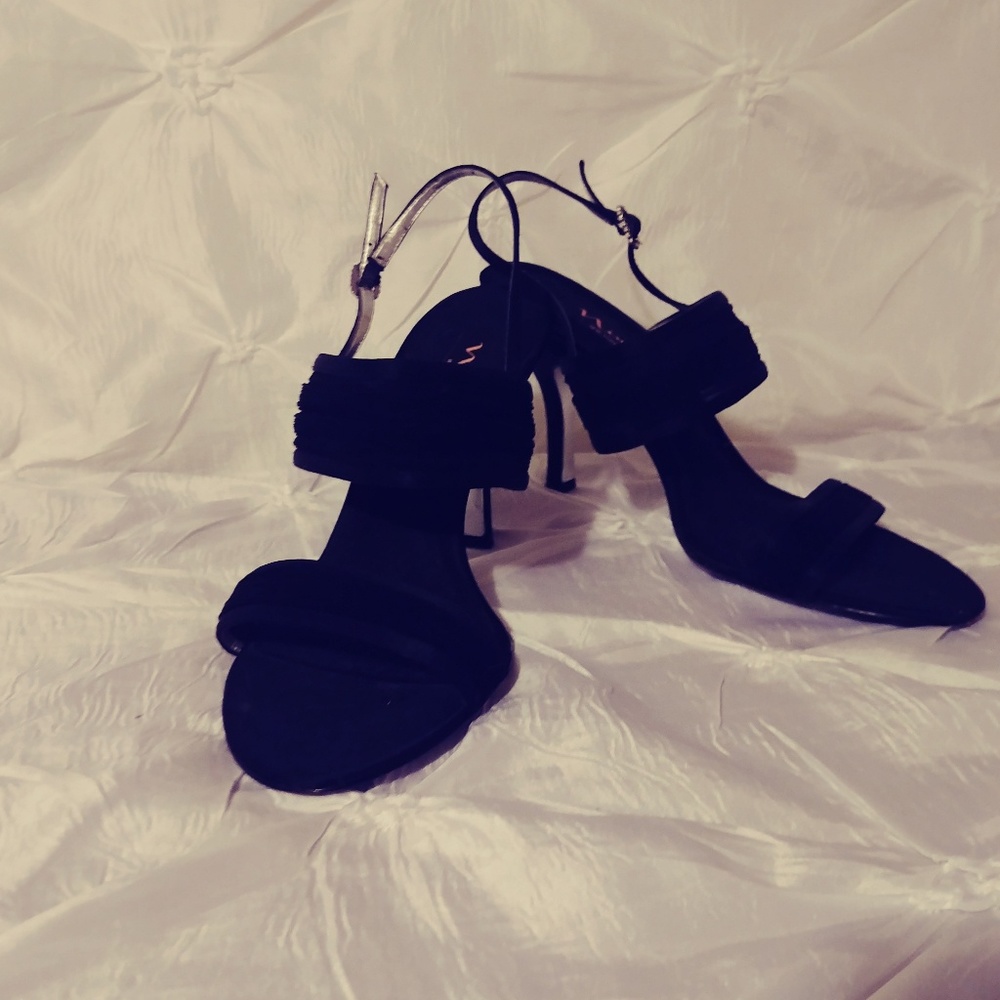 Black strap heels